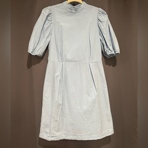 Blue high neck mini dress